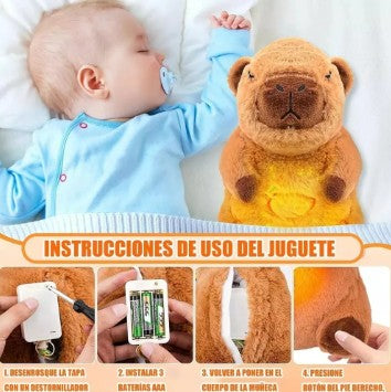 Capibara Que Respira | Peluche Realista con Luz, Sonido y Movimiento
