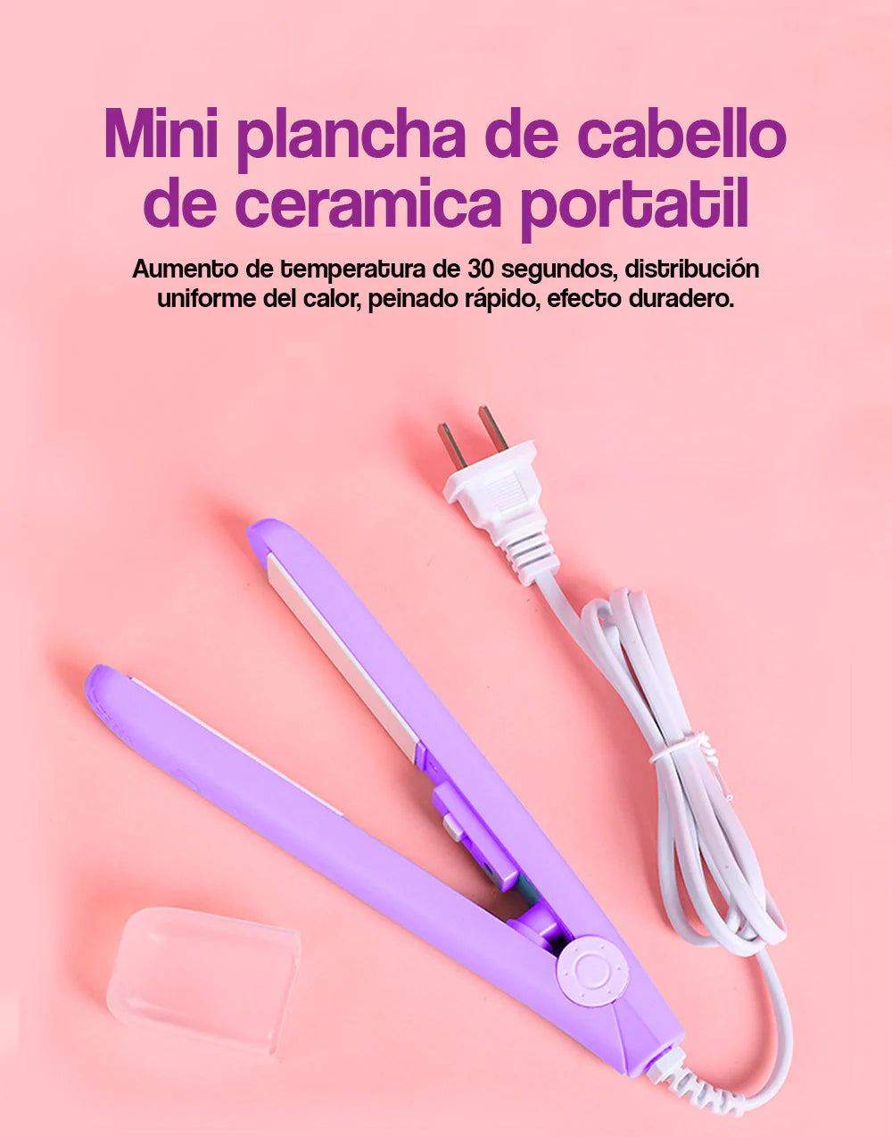 Mini Plancha Para Cabello Portátil | Cerámica Iónica, Placas 3D, Compacta y Profesional